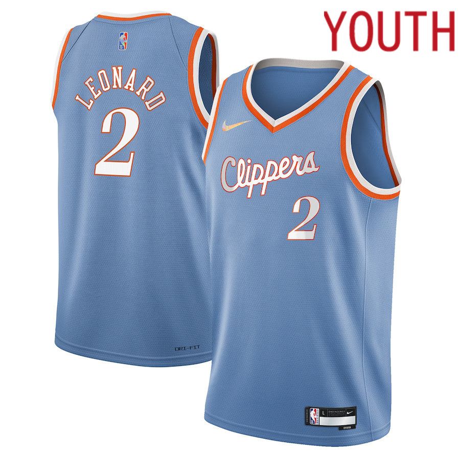 Youth Los Angeles Clippers 2 Kawhi Leonard Nike Light Blue City Edition Swingman NBA Jersey